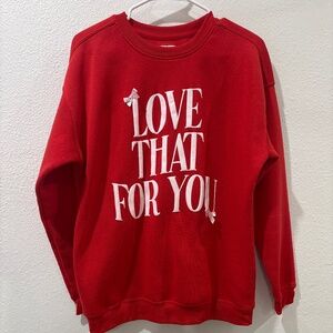 No Comment “Love that for you” red sweatshirt with bows on L and U
